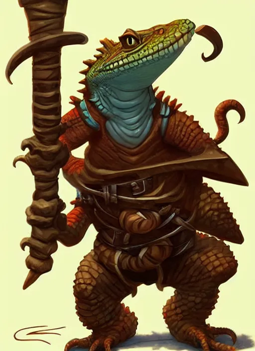 Image similar to a lizard warrior by cory loftis and justin gerard, trending on artstation