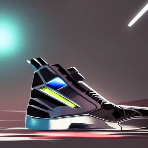 Prompt: basketball sneaker concept art, cyberpunk, sharp focus, illustration, concept art by tooth wu