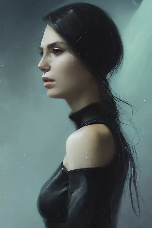 Image similar to A fancy portrait of an attractive women with cat eyes by Greg Rutkowski, beeple, Sung Choi, Mitchell Mohrhauser, Maciej Kuciara, Johnson Ting, Maxim Verehin, Peter Konig, final fantasy, macro lens , 8k photorealistic, cinematic lighting, HD, high details, dramatic, dark atmosphere, trending on artstation