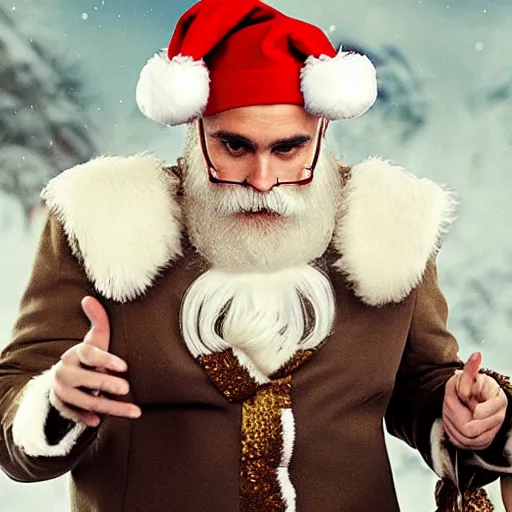 Prompt: joaquin phoenix as santa