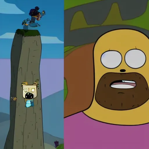 Prompt: the rock as an adventure time character