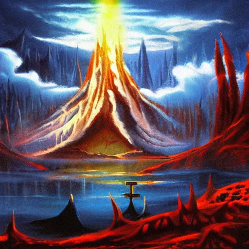 Image similar to the underworld inferno by bob ross