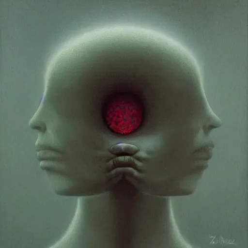 Image similar to Mona in the style of Zdzislaw Beksinski