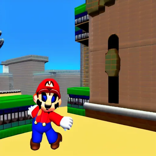 Prompt: lieutenant columbo in Super Mario 64, in game screenshot