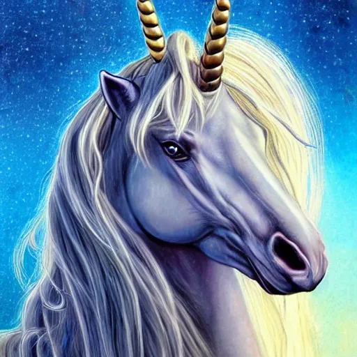 Prompt: A stunningly beautiful mystical unicorn :: hyperdetailed :: hyper realistic :: art by Walt Disney :: in the style of Fantasy Art