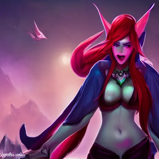 Image similar to league of legends, xayah, kai'sa, best friends, funny, flirty, smiling, playing, photo