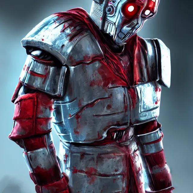 Image similar to bloody cyberman in mortal kombat, character, videogame render, 4 k, artstation