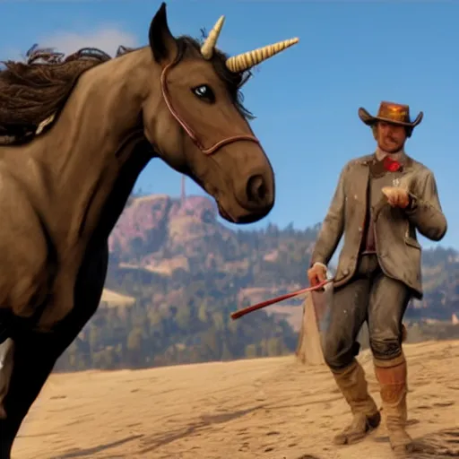 Prompt: unicorns in red dead redemption 2
