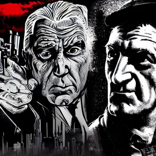 Image similar to milos zeman as sin city character drawn by frank miller