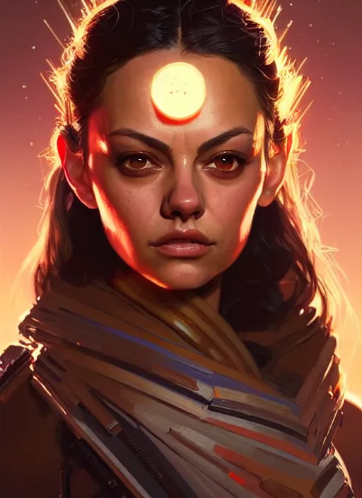 Image similar to portrait of apex legends mila kunis, intricate, elegant, glowing lights, highly detailed, digital painting, artstation, glamor pose, concept art, smooth, sharp focus, illustration, art by artgerm and greg rutkowski, artey freytag