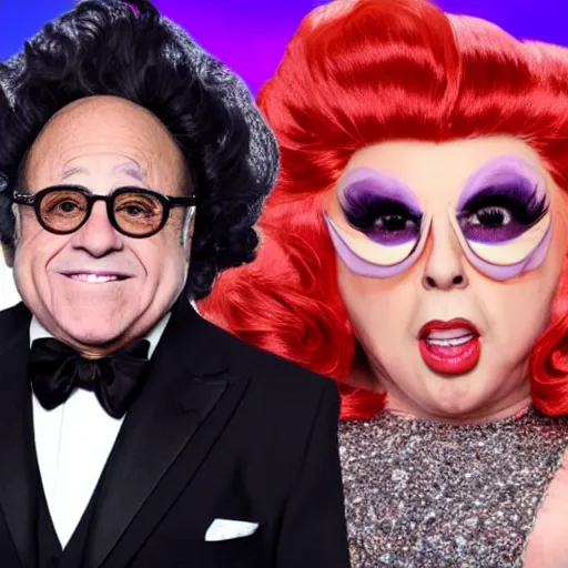 Image similar to danny devito in ru pauls drag race