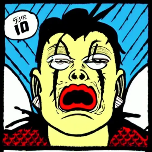 Image similar to Mutant boy covered in painful pimples, by Rob Zombie and Roy Lichtenstein