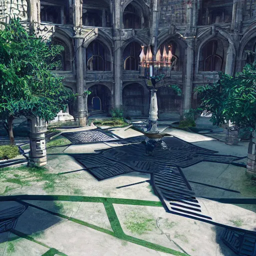 Image similar to destiny 2 the tower courtyard in real life, photo