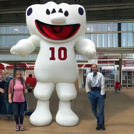 Image similar to giant mascot made of porcelain