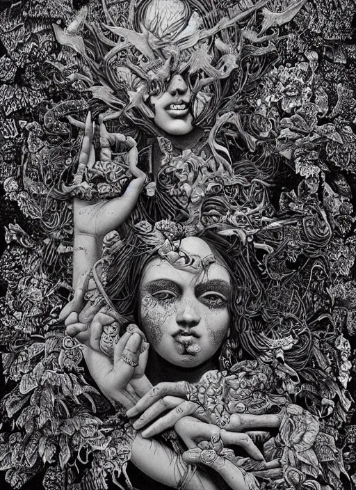 Image similar to Addiction goddess painting by Dan Hillier, trending on artstation, artstationHD, artstationHQ, 4k, 8k