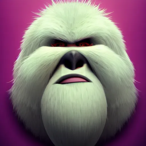 Image similar to concept art for the yeti, a white snow primate, in style of disney animation, expressive face, detailed face, detailed eyes, full body, feminine face, tracer overwatch, disney, pixar