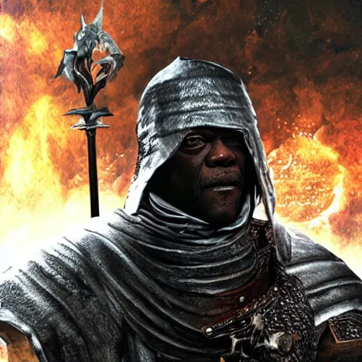 Prompt: Samuel L. Jackson as a Dark Souls character