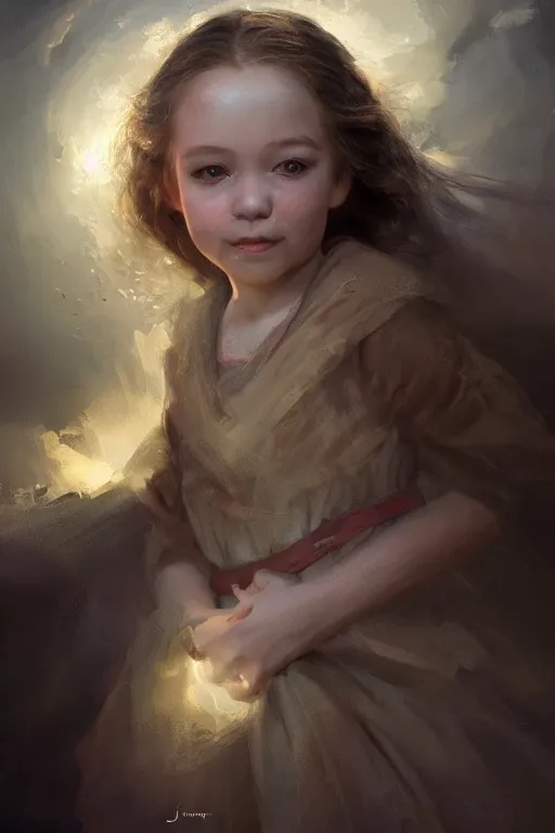 Image similar to medieval little girl, joyful, hope, dreaming, close - up portrait, intricate, elegant, volumetric lighting, scenery, digital painting, highly detailed, artstation, sharp focus, illustration, concept art, ruan jia, steve mccurry