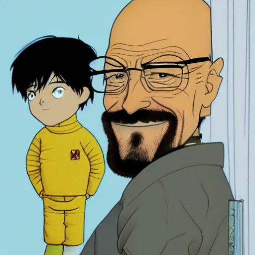 Prompt: Walter White smiling, by Rumiko Takahashi