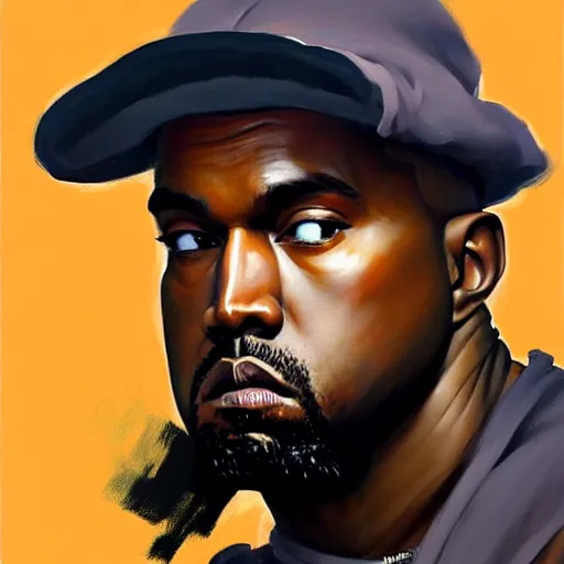 Image similar to Greg Manchess portrait painting of Kanye West mage as Overwatch character, wacky, medium shot, asymmetrical, profile picture, Organic Painting, sunny day, Matte Painting, bold shapes, hard edges, street art, trending on artstation, by Huang Guangjian and Gil Elvgren and Sachin Teng