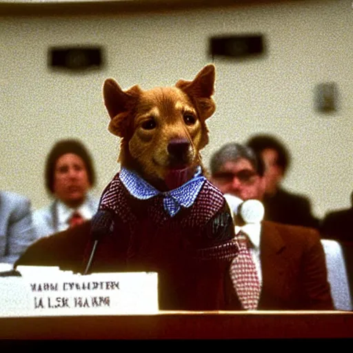 Image similar to airbud testifying before congress, 1 9 9 0 s photograph