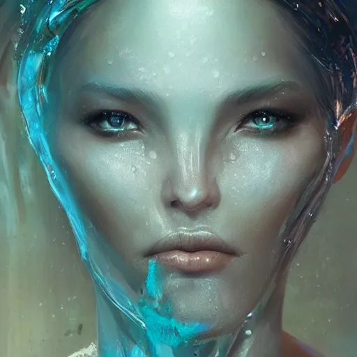 Prompt: a beautiful portrait of a water goddess with transparent skin by Greg Rutkowski and Raymond Swanland, Trending on Artstation, fishes background, ultra realistic digital art