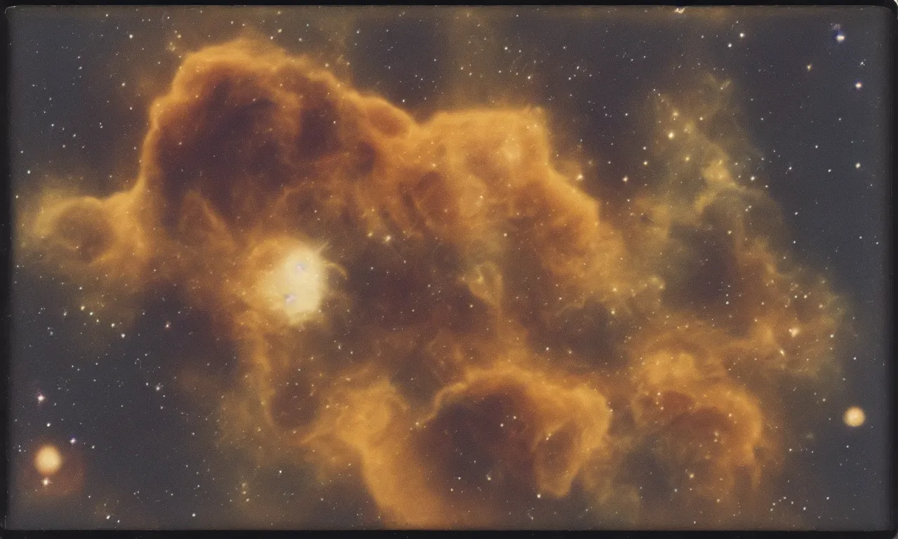 Prompt: the great teddy bear nebula polaroid 1 9 7 2