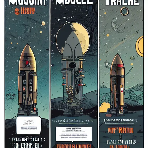 Image similar to moon rocket, by laurie greasley and james stokoe
