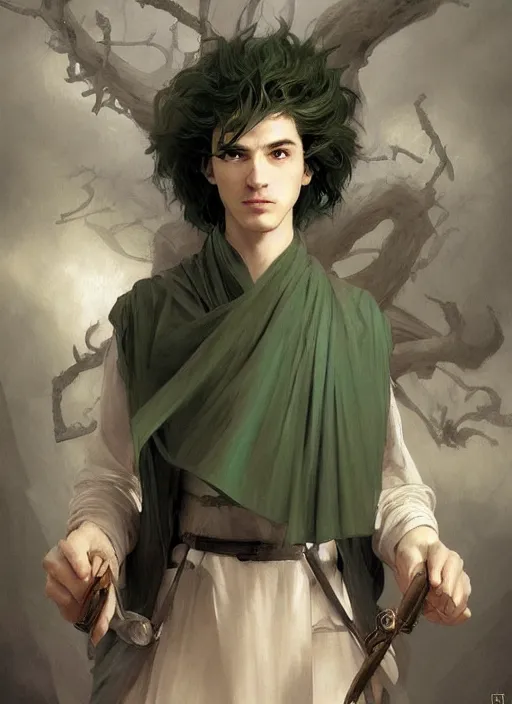 Prompt: character concept portrait of an attractive young focused Spanish wizard with pale green skin enchanting a growing spell, a floating iridescent spell book in the center, intricate, elegant, digital painting, concept art, smooth, sharp focus, illustration, from Metal Gear, by Ruan Jia and Mandy Jurgens and William-Adolphe Bouguereau, Artgerm