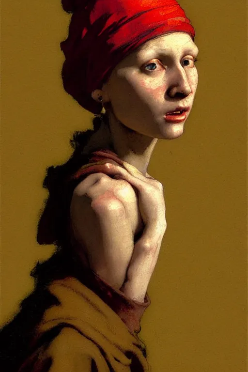 Image similar to full character portrait not the girl with the pearl earring in the style of half - life 2 team fortress 2 scout video game character art character design, painting by gaston bussiere, katsuya terada, nc wyeth, greg rutkowski, craig mullins, vermeer, frank frazetta, mucha, tom of finland, trending on artstation, jeffery catherine jones