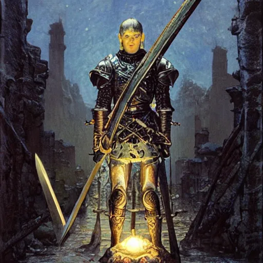 Prompt: the moonlight greatsword from dark souls, art by norman rockwell and donato giancola and greg rutkowski