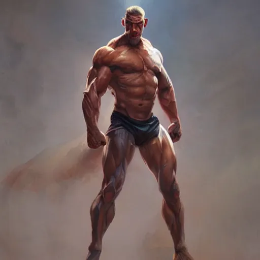 Image similar to very muscular man, mutant, translucent skin, full body, painted by stanley lau, painted by greg rutkowski, painted by stanley, artgerm, masterpiece, digital art, trending on arts