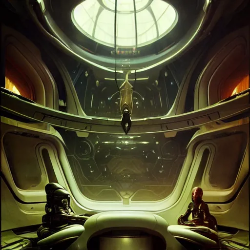 Image similar to interior of a alien spaceship, heroic lighting, sci-fi, intricate, elegant, highly detailed, lifelike, photorealistic, digital painting, artstation, illustration, concept art, smooth, sharp focus, art by John Collier and Albert Aublet and Krenz Cushart and Artem Demura and Alphonse Mucha
