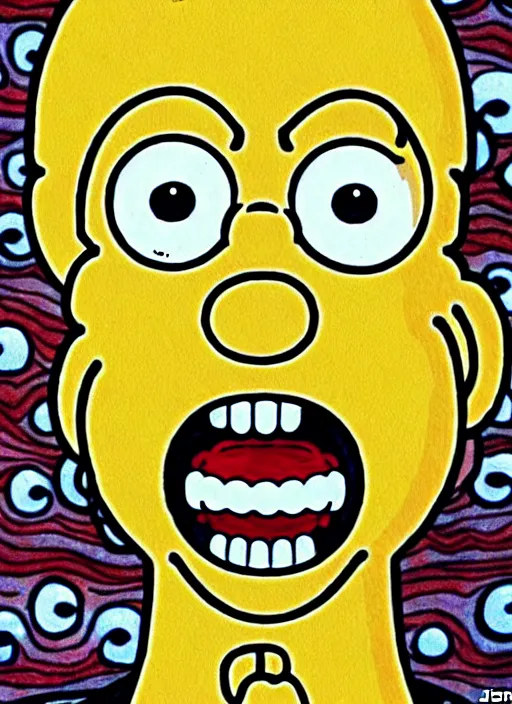 Image similar to junji ito style homer simpson, intricate, highly detailed, illustration, art by junji ito, junji ito