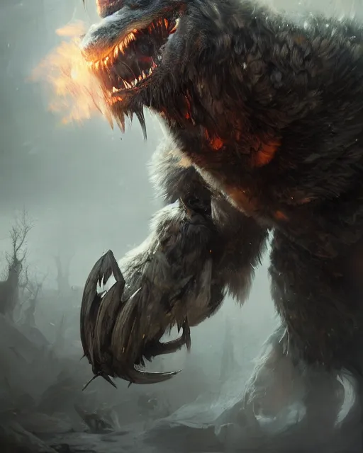 Prompt: oil painting of Angry Anthropomorphized Wolf Berserker, wearing fur armor, claws, sharp focus, attack pose, fantasy style, octane render, volumetric lighting, 8k high definition, by greg rutkowski, highly detailed, trending on art Station, magic the gathering artwork, burning Battlefield background, centered