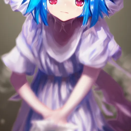 Image similar to full headshot portrait of Cirno from Touhou, drawn by WLOP, by Avetetsuya Studios, attractive character, colored sketch anime manga panel, Cirno from Touhou, trending on artstation