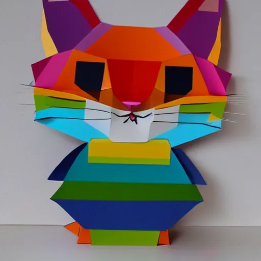 Image similar to rainbow papercraft cat