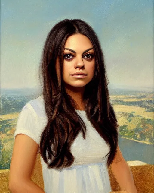 Prompt: portrait of united states president teen mila kunis, 2 0 1 4, oil on canvas by william sidney mount, american exceptionalism