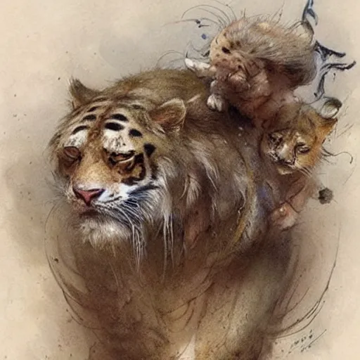 Image similar to ( ( ( ( ( 👨🦱🐯. muted colors. ) ) ) ) ) by jean - baptiste monge!!!!!!!!!!!!!!!!!!!!!!!!!!!