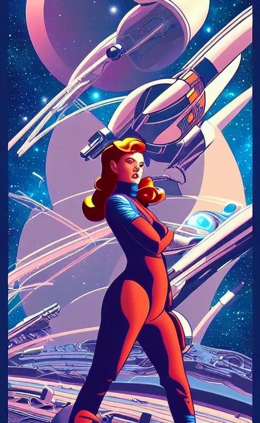 Image similar to a space travel poster, space opera, retro - futuristic poster style by artgerm and arthur adams, amazing composition