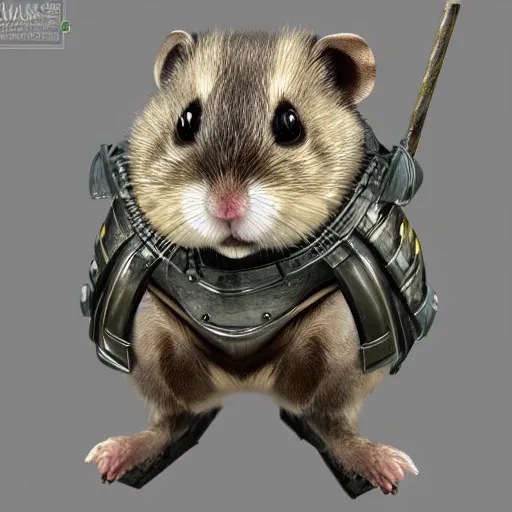 Image similar to Hamster with armor ultra 4k photorealistic high detail metallic