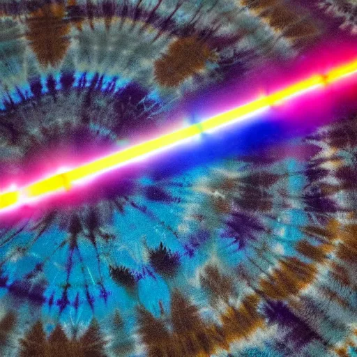 Image similar to a light saber made of tie dye colors inside