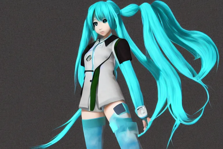 Prompt: hatsune miku in half - life