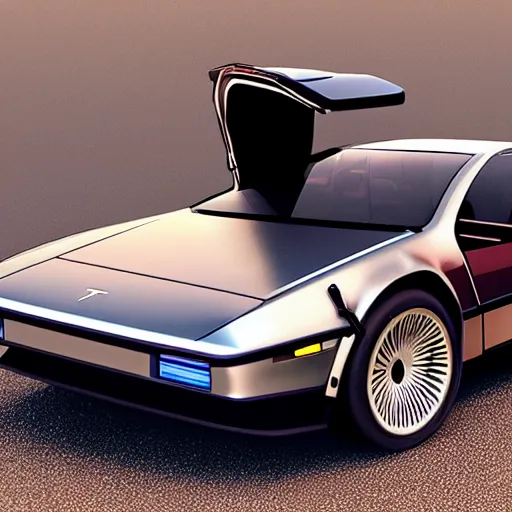 Prompt: a tesla delorean, highly detailed photo, concept car, highly detailed, intricate design, 8 k render