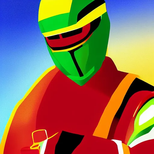 Image similar to lawrence fishburne as the traffic light power ranger, digital art, highly detailed