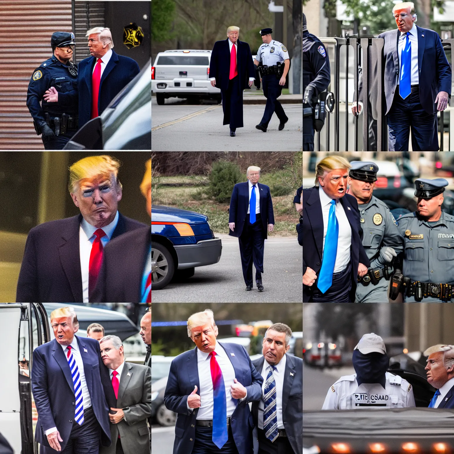 Prompt: dslr photo portrait of donald trump being arrested by the fbi, 8 5 mm