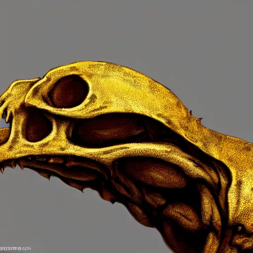 Image similar to golden lizard skull symbol, very detailed, 4 k, by greg rutkowski