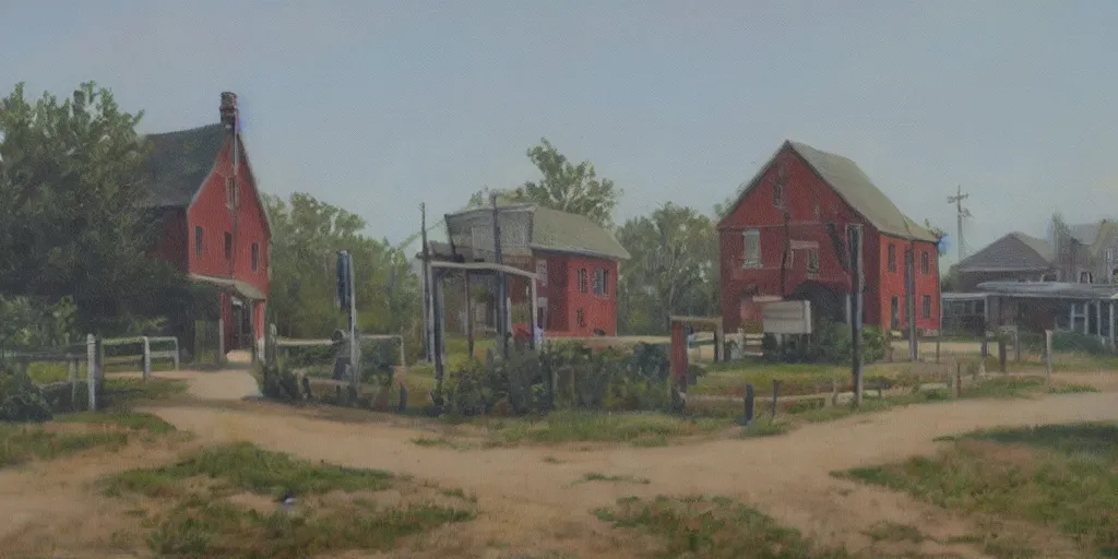 Image similar to beautiful oil painting of bishop hill colony illinois by olof krans
