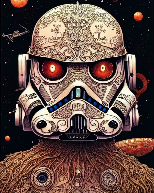 Image similar to portrait painted in jacek yerka style drawn by vania zouravliov and takato yamamoto, inspired by star wars, intricate acrylic gouache painting, high detail, sharp high detail, artstation