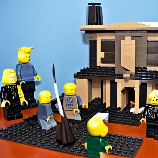 Prompt: Salem witch trial Lego set, burn the witch, witch burning, large Lego set box